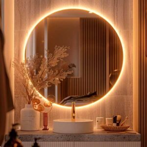 Espelho Redondo com Led 60cm + Suporte