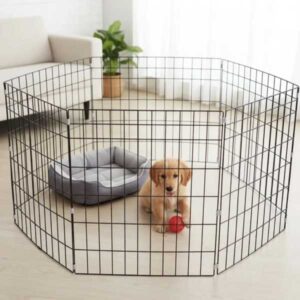 Cercadinho Dobrável Metal Pet 6 Painéis 50cm Altura Médio Preto