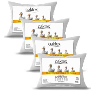Kit 4 Travesseiros Oaktex 50x70 Antialérgico Fibra Siliconada Branco