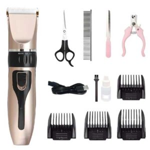 Máquina Tosadora Pets BBG Recarregável Sem Fio Silenciosa Dourada Cachorro Gato