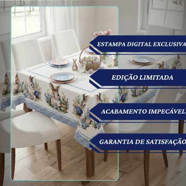 Toalha De Mesa Páscoa 8 Lugares Ideal Mesa Posta E Decoração - Image 2