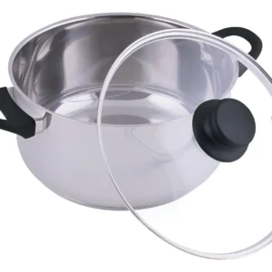 Caçarola Inox Fundo Triplo 3,2 Litros De 21cm Tampa Vidro