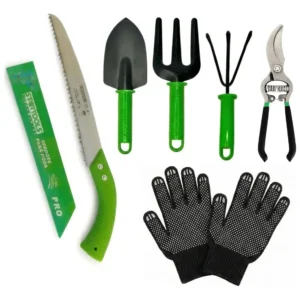 Kit Jogo Jardinagem 6 Pçs Tesoura Serrote Jardim Pá Garfo