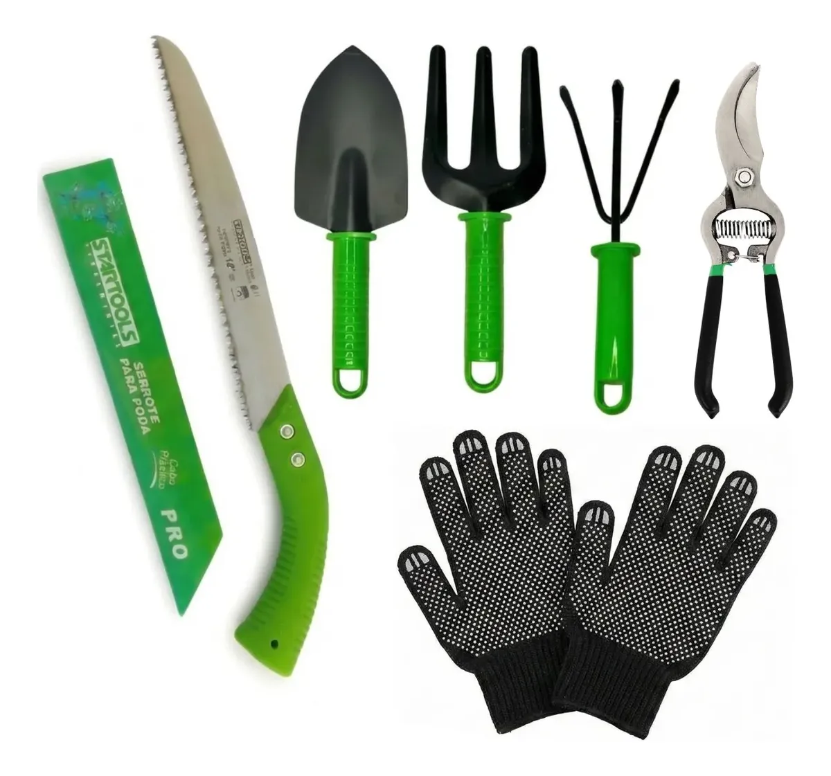 Kit Jogo Jardinagem 6 Pçs Tesoura Serrote Jardim Pá Garfo