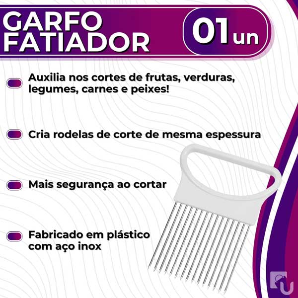 Garfo Fatiador De Vegetais Legumes Frutas Em Plástico Com Aço Inox Uny Home Utensílio Cozinha - Imagem 6