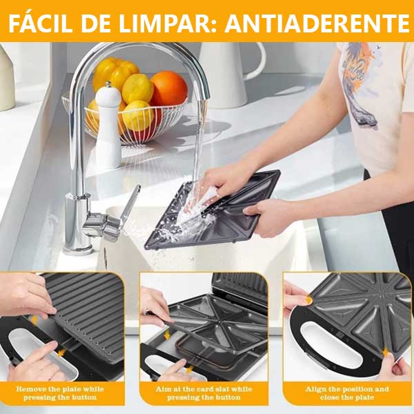 Máquina Antiaderente 6 Em 1 Grill/ Donuts/Waflle/ Sanduíche/ Torrada/Grelhados/ 110V - Imagem 4