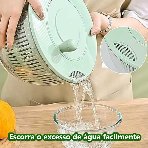 Seca Salada Centrífuga Grande 4 Litros Secador Manual de Folhas Verduras Frutas Vegetais Cozinha - Imagem 4