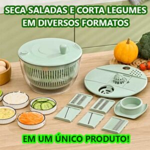 Seca Salada Centrífuga Grande 4 Litros Secador Manual de Folhas Verduras Frutas Vegetais Cozinha