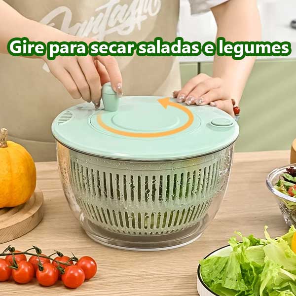 Seca Salada Centrífuga Grande 4 Litros Secador Manual de Folhas Verduras Frutas Vegetais Cozinha - Imagem 3