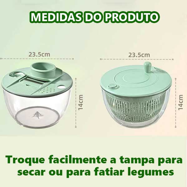 Seca Salada Centrífuga Grande 4 Litros Secador Manual de Folhas Verduras Frutas Vegetais Cozinha - Imagem 7