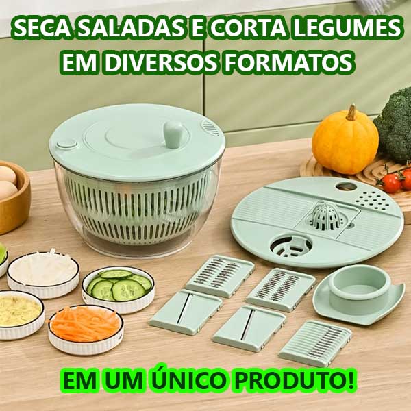 Seca Salada Centrífuga Grande 4 Litros Secador Manual de Folhas Verduras Frutas Vegetais Cozinha